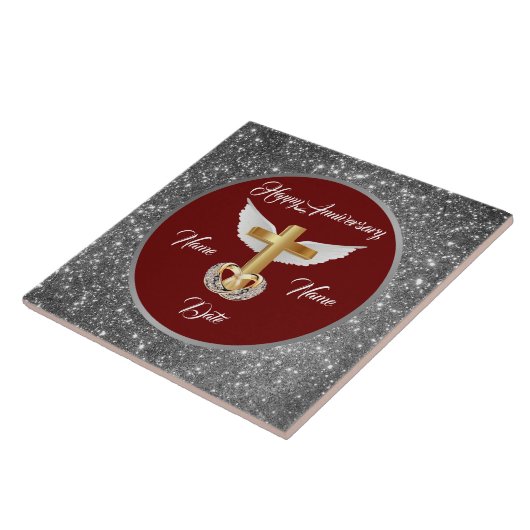 Wedding Rings Customize Silver Cross Anniversary タイル (側面)