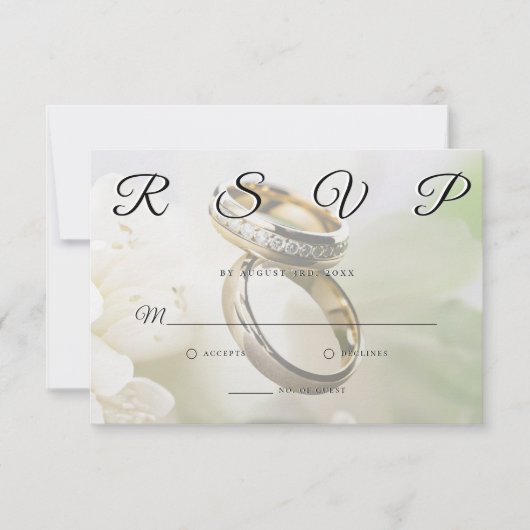 Wedding Rings Elegant Minimalist RSVP Card  (正面)