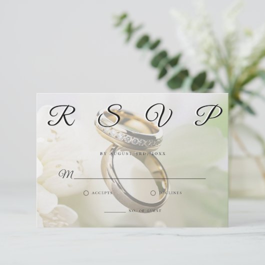 Wedding Rings Elegant Minimalist RSVP Card  (スタンド正面)
