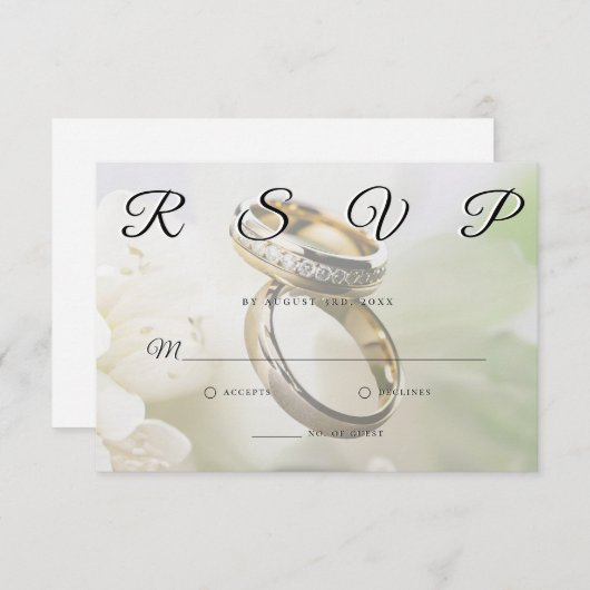 Wedding Rings Elegant Minimalist RSVP Card  (正面/裏面)