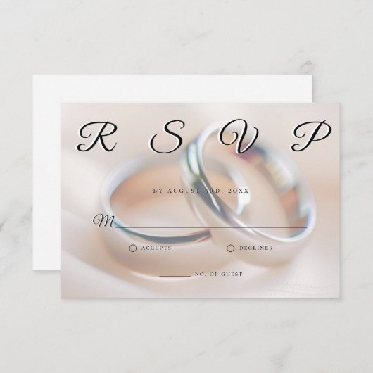 Wedding Rings Simple Elegant Minimalist RSVP Card  (正面/裏面)