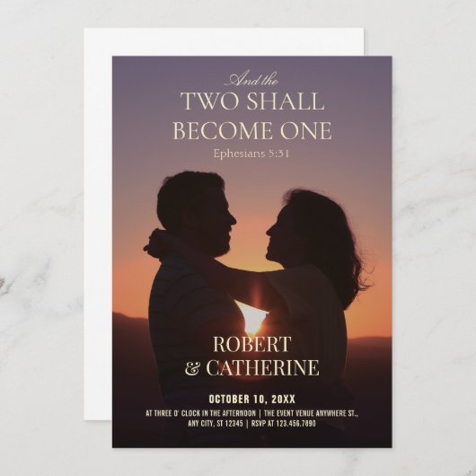 Wedding romantic photo  招待状 (正面/裏面)