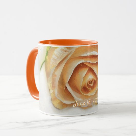 Wedding Rose Wedding Date Gift Mug Cup  マグカップ (正面左)