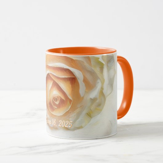 Wedding Rose Wedding Date Gift Mug Cup  マグカップ (正面右)