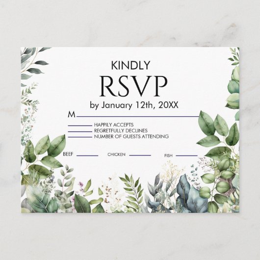  Wedding RSVP Card インビテーションポストカード (正面)