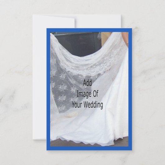 Wedding RSVP Card Blue Sapphire Bells Scrollwork  (裏面)