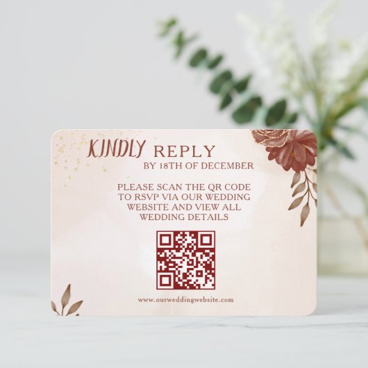 Wedding RSVP Card | Elegant Botanical & Coordinate (スタンド正面)