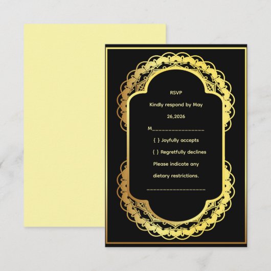 Wedding RSVP Card, Elegant Response Card (正面/裏面)