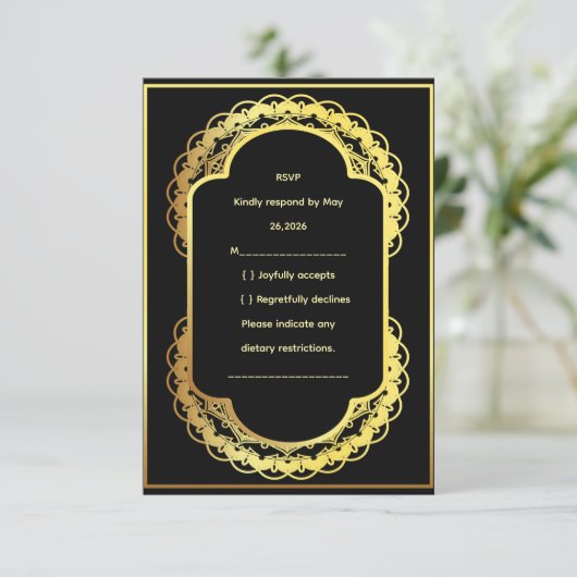 Wedding RSVP Card, Elegant Response Card (スタンド正面)