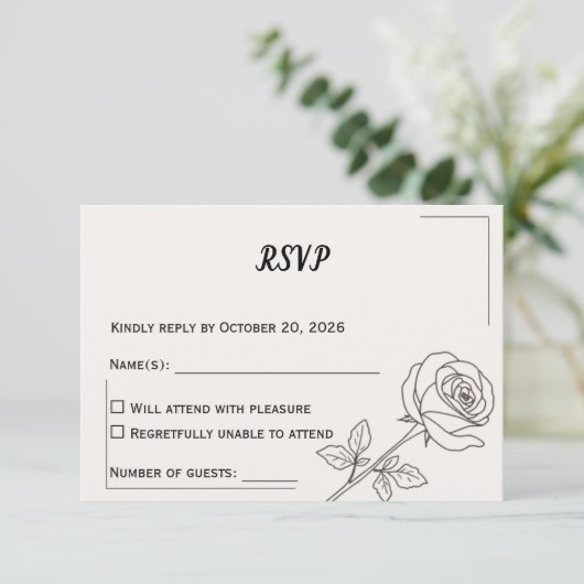 Wedding RSVP Card | Minimal Elegant Design (スタンド正面)