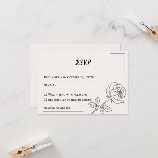 Wedding RSVP Card | Minimal Elegant Design (正面/裏面インサイチュ)