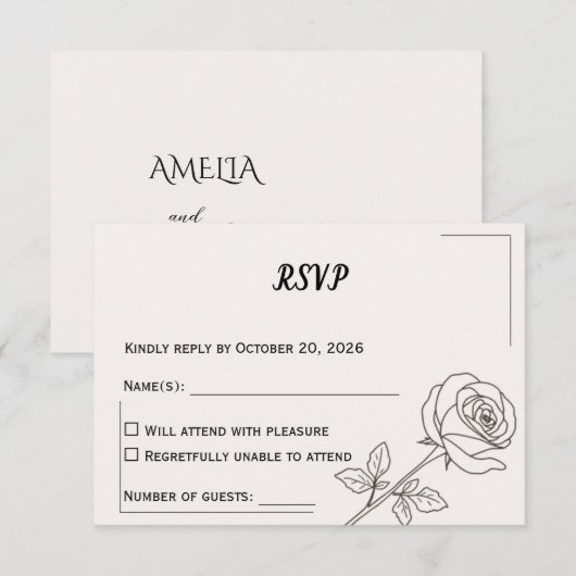 Wedding RSVP Card | Minimal Elegant Design (正面/裏面)