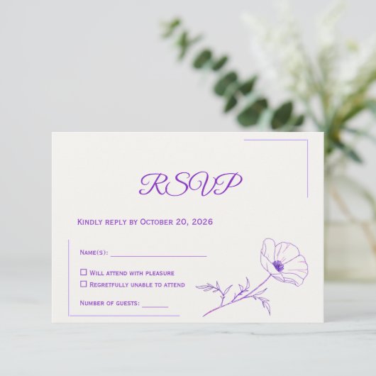 Wedding RSVP Card | Minimal Elegant Design (スタンド正面)