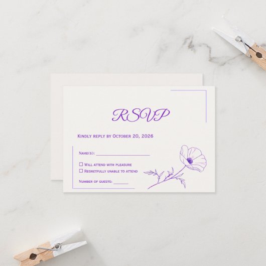 Wedding RSVP Card | Minimal Elegant Design (正面/裏面インサイチュ)