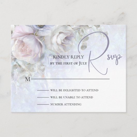 WEDDING RSVP CARD | Pastel Peonies  ポストカード (正面)