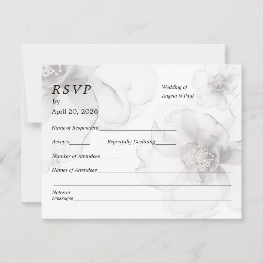 Wedding RSVP Card Soft Flowers (正面)