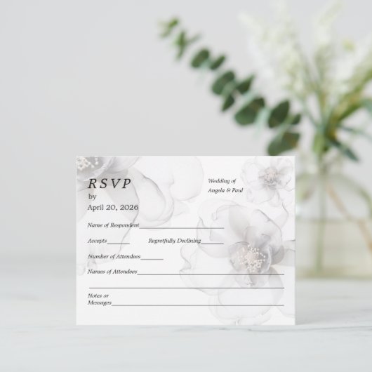 Wedding RSVP Card Soft Flowers (スタンド正面)