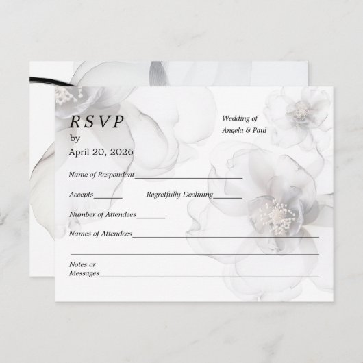 Wedding RSVP Card Soft Flowers (正面/裏面)