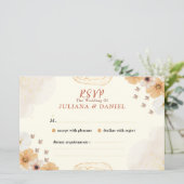 Wedding RSVP Card with Cream Floral Design (スタンド正面)