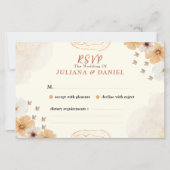 Wedding RSVP Card with Cream Floral Design (正面)