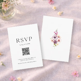 Wedding RSVP Card with QR Code | Elegant Floral