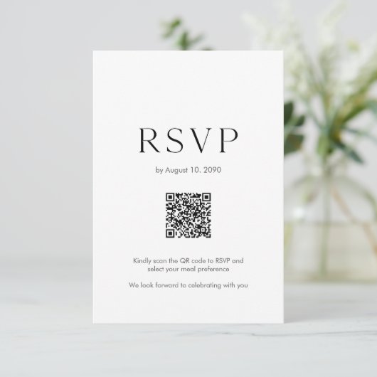 Wedding RSVP Card with QR Code | Elegant Floral (スタンド正面)