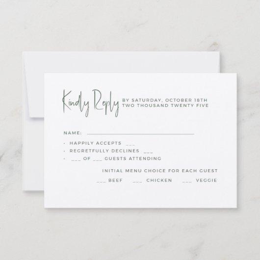 Wedding RSVP cards in a minimalist style. (正面)