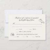 Wedding RSVP Charcoal Linen Illustrated (正面)