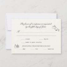 Wedding RSVP Charcoal Linen Illustrated