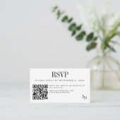 Wedding RSVP insert QR code black white enclosure エンクロージャーカード (スタンド正面)