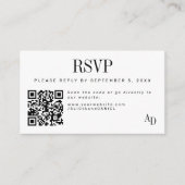 Wedding RSVP insert QR code black white enclosure エンクロージャーカード (正面)