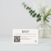 Wedding RSVP insert QR code ivory black enclosure エンクロージャーカード (スタンド正面)