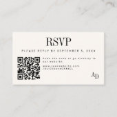 Wedding RSVP insert QR code ivory black enclosure エンクロージャーカード (正面)