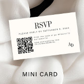 Wedding RSVP insert QR code ivory black enclosure エンクロージャーカード