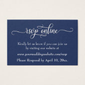 Wedding RSVP Online 挿入カード 白 スクリプト & 紺色, 19 (正面)