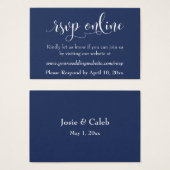Wedding RSVP Online Insert White Script & Navy, 01 (正面&裏面)
