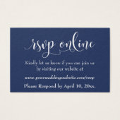 Wedding RSVP Online Insert White Script & Navy, 01 (正面)