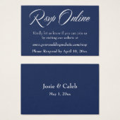 Wedding RSVP Online Insert White Script & Navy, 03 (正面&裏面)