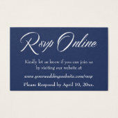 Wedding RSVP Online Insert White Script & Navy, 03 (正面)