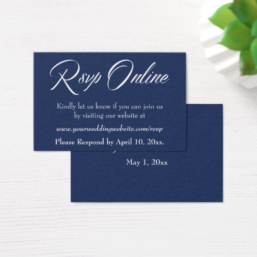 Wedding RSVP Online Insert White Script & Navy, 03 (デスク)