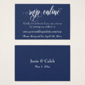 Wedding RSVP Online Insert White Script & Navy, 05 (正面&裏面)