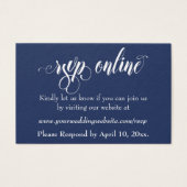 Wedding RSVP Online Insert White Script & Navy, 05 (正面)