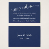 Wedding RSVP Online Insert White Script & Navy, 07 (正面&裏面)