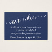 Wedding RSVP Online Insert White Script & Navy, 07 (正面)