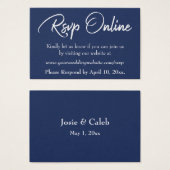 Wedding RSVP Online Insert White Script & Navy, 15 (正面&裏面)