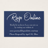 Wedding RSVP Online Insert White Script & Navy, 15 (正面)