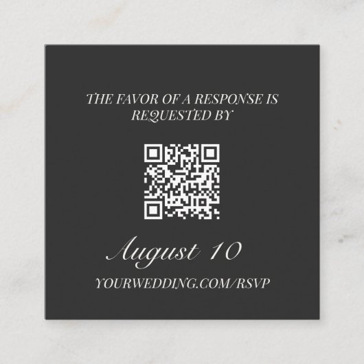 Wedding RSVP QR Code Illustrated Locket Monogram エンクロージャーカード (正面)
