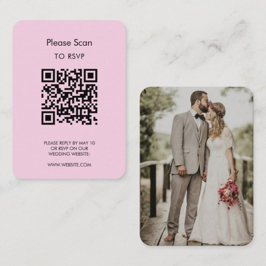 Wedding RSVP, QR Code Modern Minimalist Simple エンクロージャーカード (正面/裏面)
