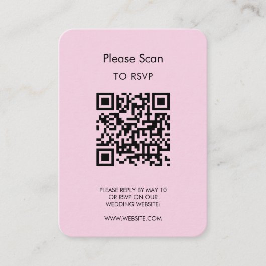 Wedding RSVP, QR Code Modern Minimalist Simple エンクロージャーカード (正面)