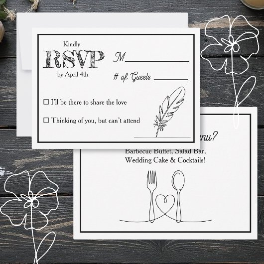 Wedding RSVP & Reception Dinner Menu Invitation 招待状